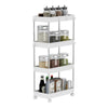 Mondeer 4-Tier Storage Trolley Storage Shelf with Wheels Kitchen Bathroom White