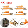 4pcs Heavy Duty Ratchet Tie Down Straps 50mm 6M Lashing Cargo Luggage 2 tons