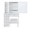 White Dressing Table Stool Vanity Set Makeup Desk 5 Drawers with Sliding mirror