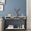 Console Table X-Shaped Sofa Side End Table w/2 Compartments & Storage Shelf