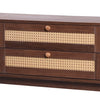 TV Stand Cabinet 2 Drawers 2 Doors Wooden Rattan TV Entertainment Unit Brown