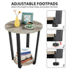 Set of 2 Industrial Side Table Round Sofa End Table w/ Storage Rack Metal Frames