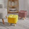 Luxury Padded Wooden Footstool Ottoman Square/Round Pouffe Stool Wood 4 Legs UK