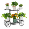 Black Metal Outdoor Indoor Plant Stand Multiple Tiered Plant Cart House Decorati