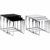 Nest of Tables Black White Square High Gloss Top Living Room Furniture