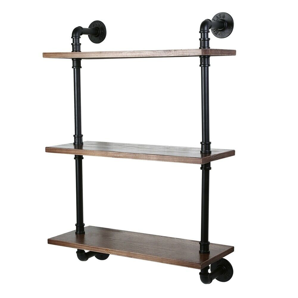 3 Tier Industrial Bookshelf Wall Shelf Display Storage Plant Shelving Holder NEW