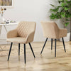 2 pcs Faux PU Dining Chairs Armchairs Armrest with Black Metal Legs Xmas Gift UK