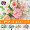 13 HEADS ARTIFICIAL SILK SMALL FLOWERS PEONY BUNCH Wedding Home Outdoor Decor