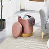 Velvet Round Ottoman Footrest Stool Compact Vanity Seat with/without Storage