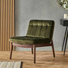 Preowned Olive Crane Buttoned Lounge Chair Modern Velvet Pleated Armchair