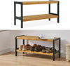NEW 2 TIER NATURAL WOODEN BAMBOO SHOE RACKS STORAGE ORGANISER STAND SHELF UNIT