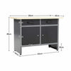 Work Bench Steel Workstation 2-Drawer Table With Lockable Cupboard Tool Storage