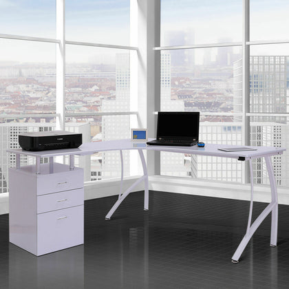 HOMCOM L-Shape Designer Computer Desk Table Workstation Home Office