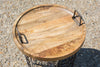 Industrial Vintage Metal Wire Basket Wooden Top Storage Lamp Table End Side Bed