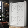 Modern Wardrobe 2 Door Storage Cabinet with Hanging Rail Matte Bedroom Furniture