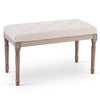 Vintage French Hallway 80cm Bench Dining Bench Seat Rubberwood & Tufted Cushion