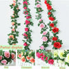 16Heads 7Ft Artificial Faux Silk Flower Rose Leaf Garland Vine Home Party Decor