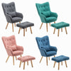 Occasional Armchair Wing Back Accent Chair and Footstool Living Bedroom Lounge