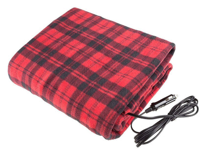 NEW LARGE 12V HEATED CAR VAN TRAVEL ELECTRIC BLANKET WARM FLEECE CUDDLE RUG