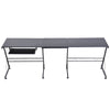 L Shape Desk Straight Corner Table Office Gaming Laminated Sturdy Black