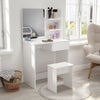 Modern Dressing Table Corner Vanity Set Makeup Desk w/ Drawer,Mirror & Shelves