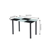 Dining Table Tempered Glass Top Metal Legs Kitchen Dining Room Home Black White