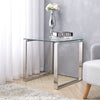 Square Glass Side Table Chrome Stainless Steel Modern Tempered Glass Living Room