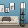3-Tier Shelf Floor Lamp w/Shade Standing Light Open Shelves Storage Living Room