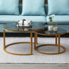 Round Coffee Table Gold With Smoked Glass Centre Table Living Room Furniture UK