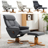 Executive Swivel Lounge Recliner Chair High Back &Footstool Armchair Padded Sofa