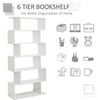 WOODEN BOOKCASE BOOKSHELF S SHAPE 6 TIER SHELVES FREE SHELVING MULTIFUNCTIONAL