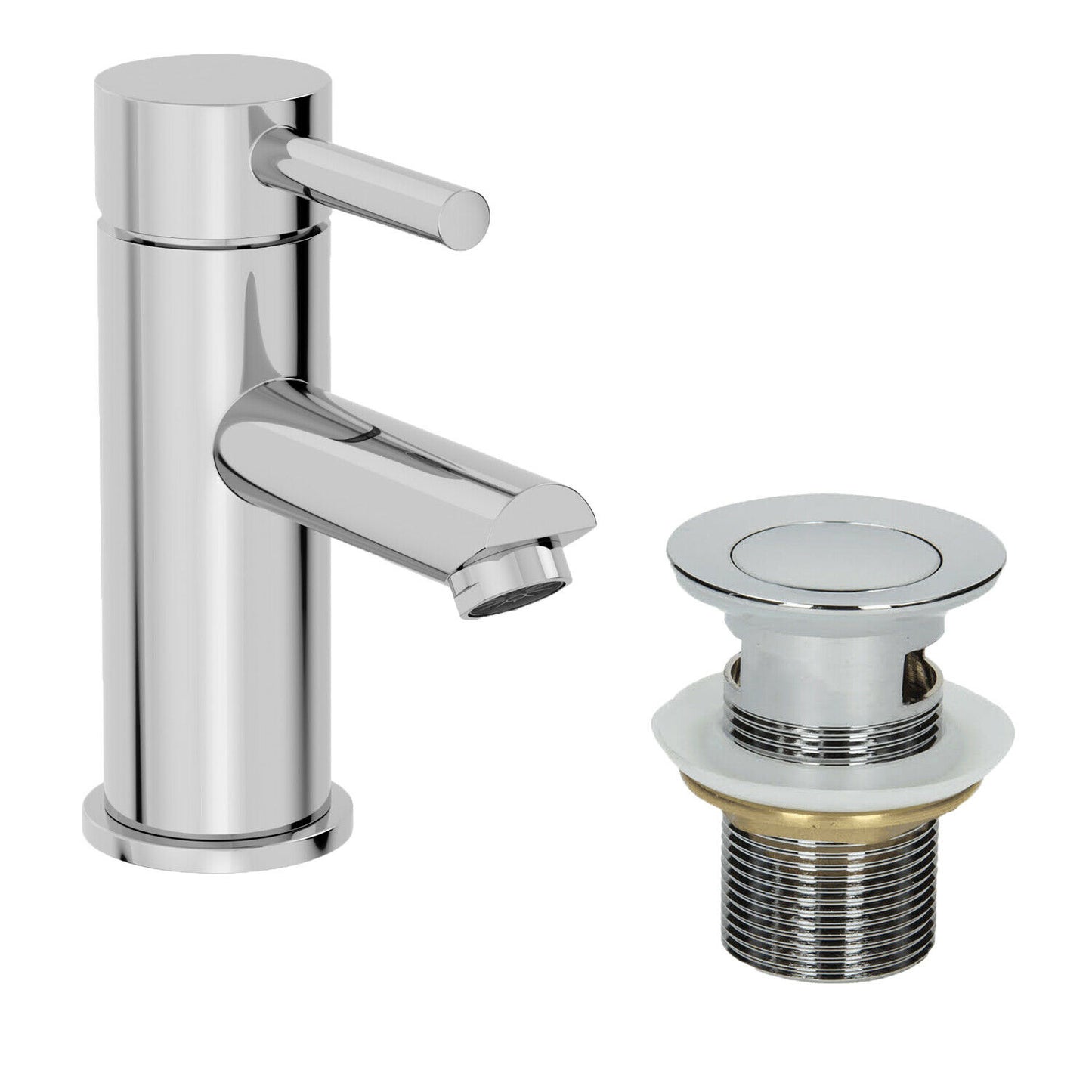 Modern Chrome Bathroom Sink Twin Taps Bath Filler Shower Mixer Basin Mini Mixer