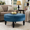 Velvet Padded Coffee Table Round Stool Wooden Leg Round Pouffe Seat Footstool