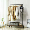 Industrial Metal Clothes Rail with Rustic Wooden Bottom Shelf