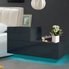 Nightstand Bedside Table Cabinet Chest High Gloss Front 2 Drawers RGB LED Light