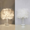 White Feather Shade Table Bedside Desk Lamp Night Light Lampshade Modern Lighted