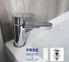 Cloakroom Chrome Luxury Bathroom Modern Basin Sink Mono Square Mixer Tap & Waste