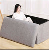Large Linen Folding Storage Ottoman Pouffe Double Seat Foot Stool Storage Boxes