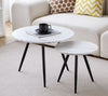 Nest of 2 Round Coffee Tables with Marble Effect Top and Black Metal Legs