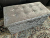 Large Folding Ottoman Silver Ice Velvet Fabric Chest Solid Storage Space Saving
