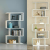 Wood Bookcase Bookshelf S Shape 6 Tier Shelves Free Standing Shelving Storage