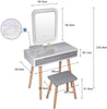 Dressing Vanity Makeup Table Set Cushioned Stool Drawer with LED Lighted Mirror