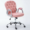 Pink Girls Office Chair Velvet/PU Leather Medium Backrest Padded Computer Chairs