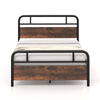Double Size Bed Frame Platform Metal Slats Support Bed W/ Industrial Headboard