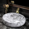 Bathroom Oval Basin Sink Marble Effect Ceramic Counter Top Vanity Washing Bowl