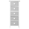 WHITE & GREY 5 DRAWER HEART STORAGE UNIT/CHEST OF DRAWERS/GIRLS BEDROOM