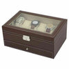 Mens 6-24 Grid Slots Watch Box Leather Display Glass Top Jewelry Storage Case UK