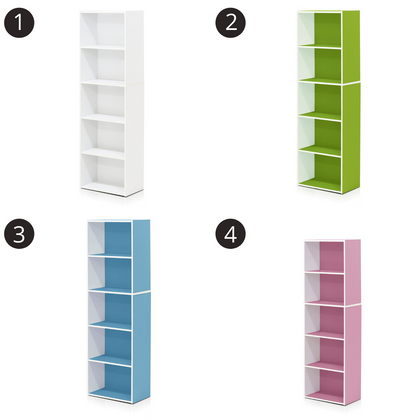 Furinno Luder 5-Tier Reversible Color Open Shelf Bookcase Office Home Storage