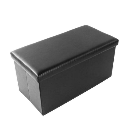 2 SEATER DOUBLE LARGE FOLDING STORAGE FAUX LEATHER OTTOMAN POUFFE SEAT STOOL BOX