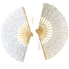White LACE FAN Folding Hand Held Dance Party Wedding Event Flower Fancy Dress UK